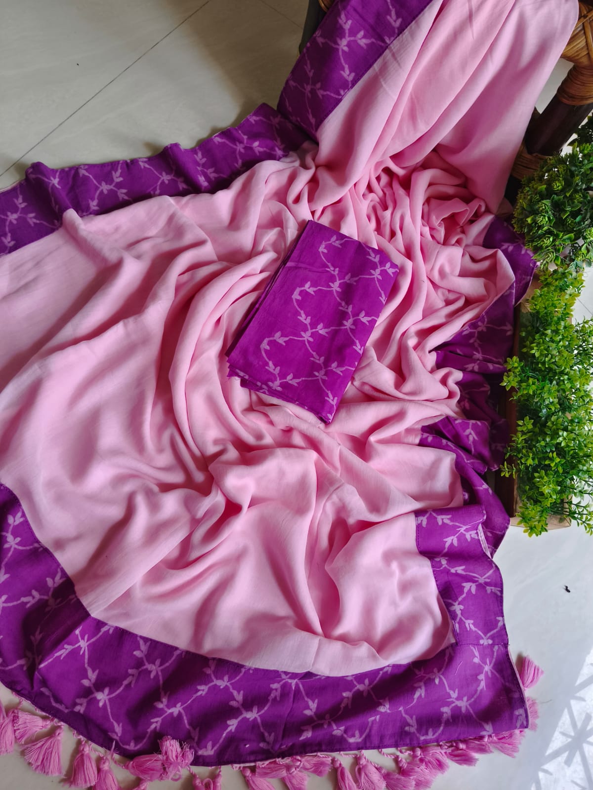 Handwoven Bagru Mulmul (Saree)