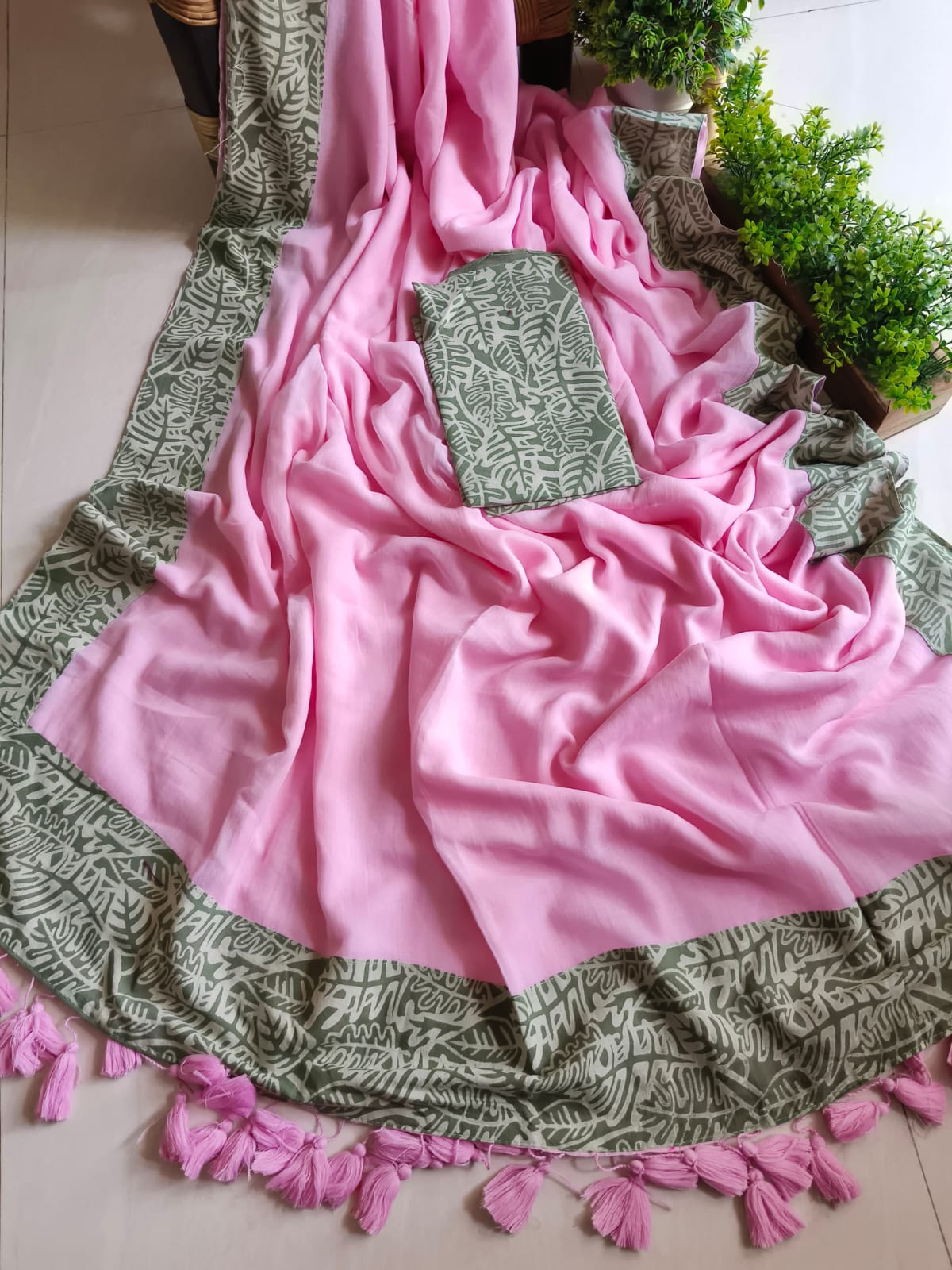 Handwoven Bagru Mulmul (Saree)
