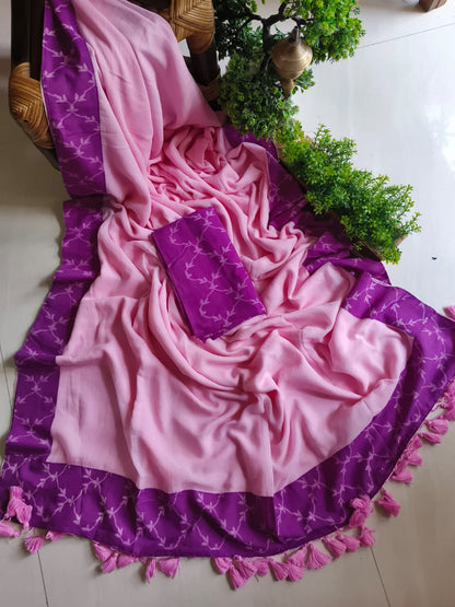 Handwoven Bagru Mulmul (Saree)