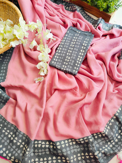 Handwoven Bagru Mulmul (Saree)