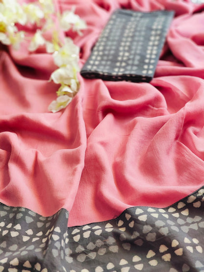 Handwoven Bagru Mulmul (Saree)