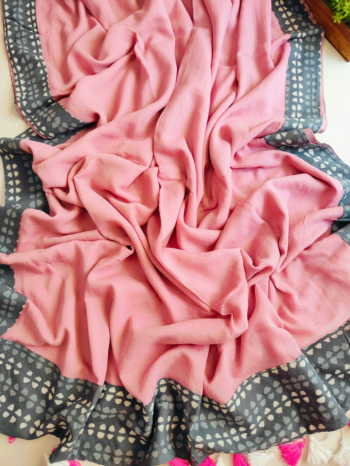 Handwoven Bagru Mulmul (Saree)