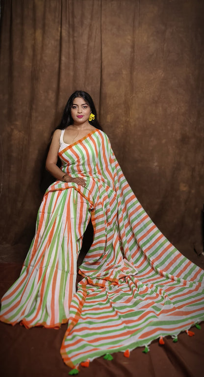 Tri Colors of India Khadi (Saree)