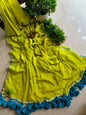 Designer Lace Cindrella Tassel Mulmul (Saree)