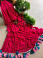 Designer Lace Cindrella Tassel Mulmul (Saree)