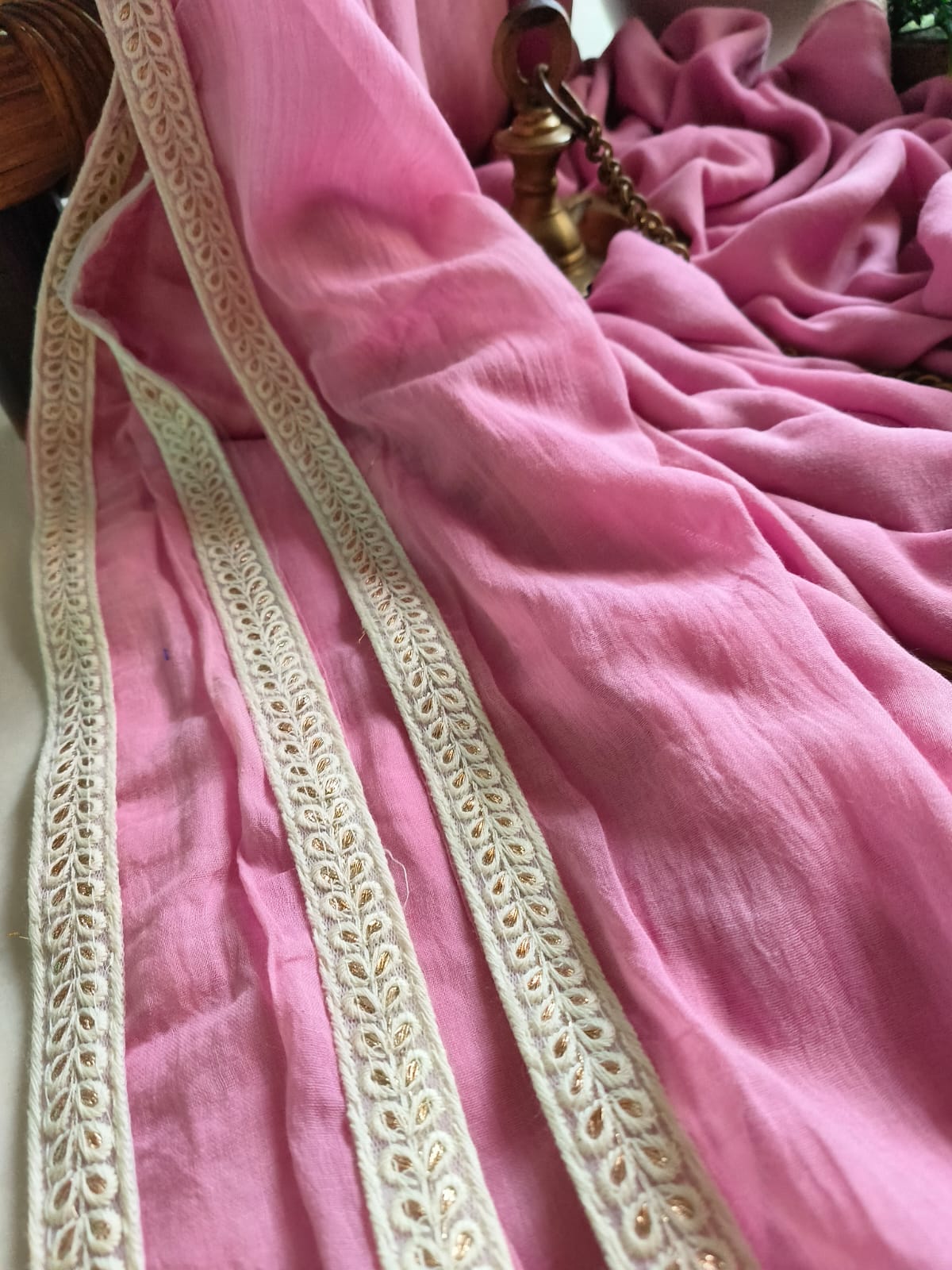 Designer Lace Mul Cotton (Saree)