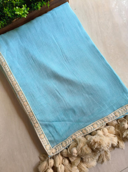 Designer Lace Mul Cotton (Saree)