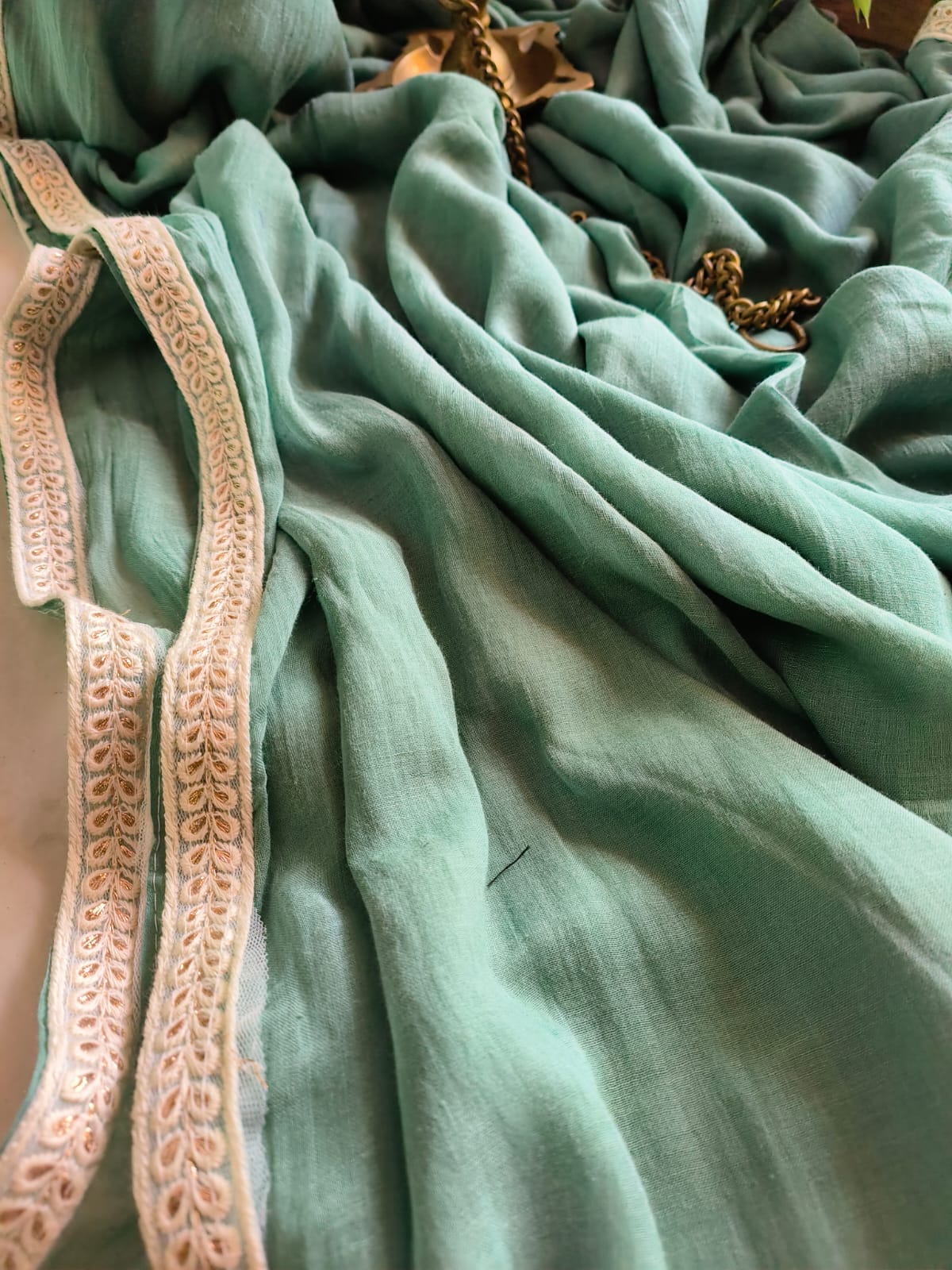 Designer Lace Mul Cotton (Saree)