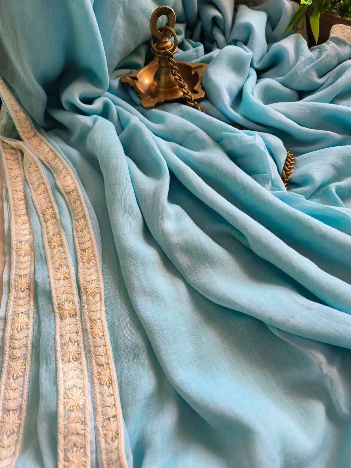 Designer Lace Mul Cotton (Saree)