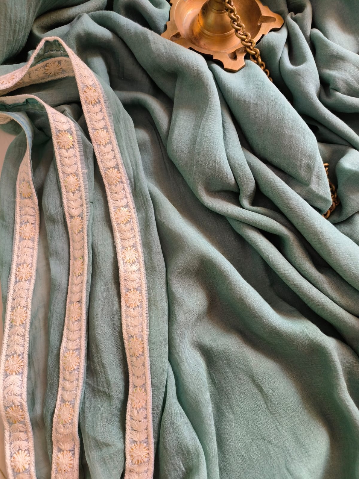 Designer Lace Mul Cotton (Saree)