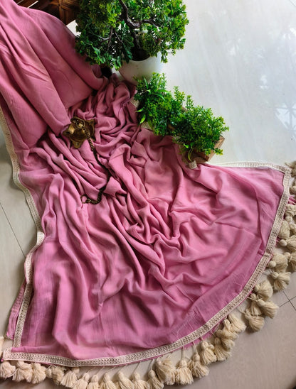 Designer Lace Mul Cotton (Saree)
