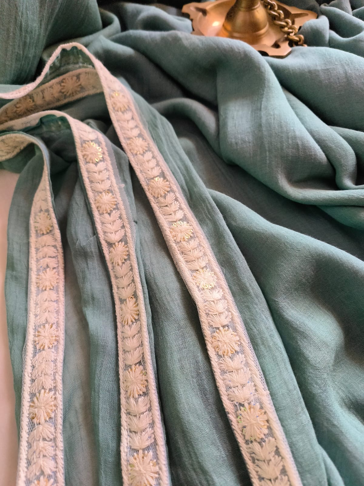 Designer Lace Mul Cotton (Saree)