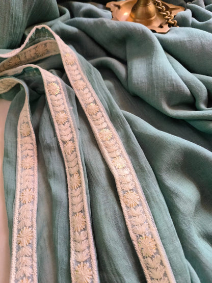 Designer Lace Mul Cotton (Saree)