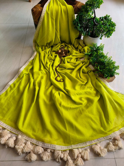 Designer Lace Mul Cotton (Saree)