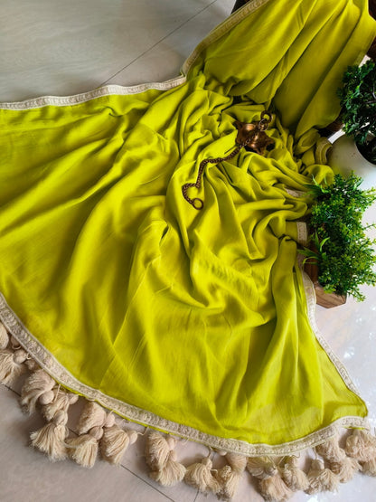 Designer Lace Mul Cotton (Saree)