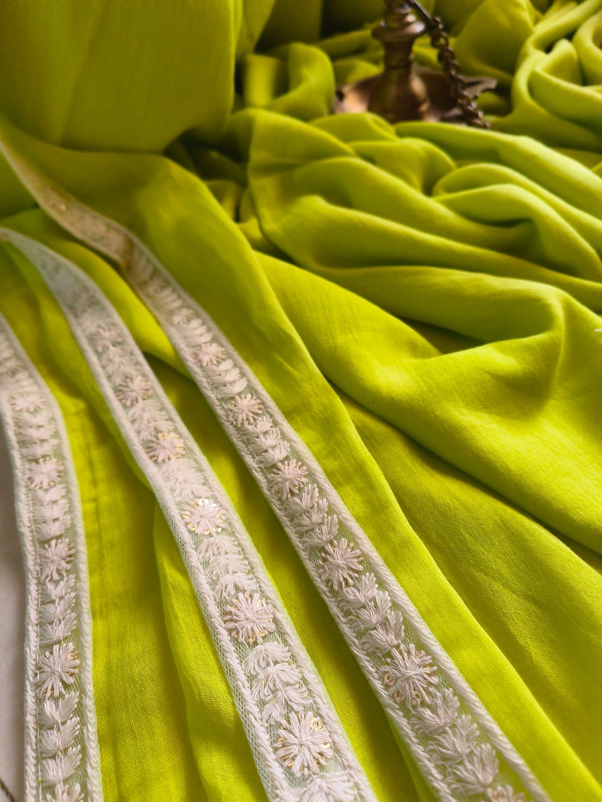 Designer Lace Mul Cotton (Saree)