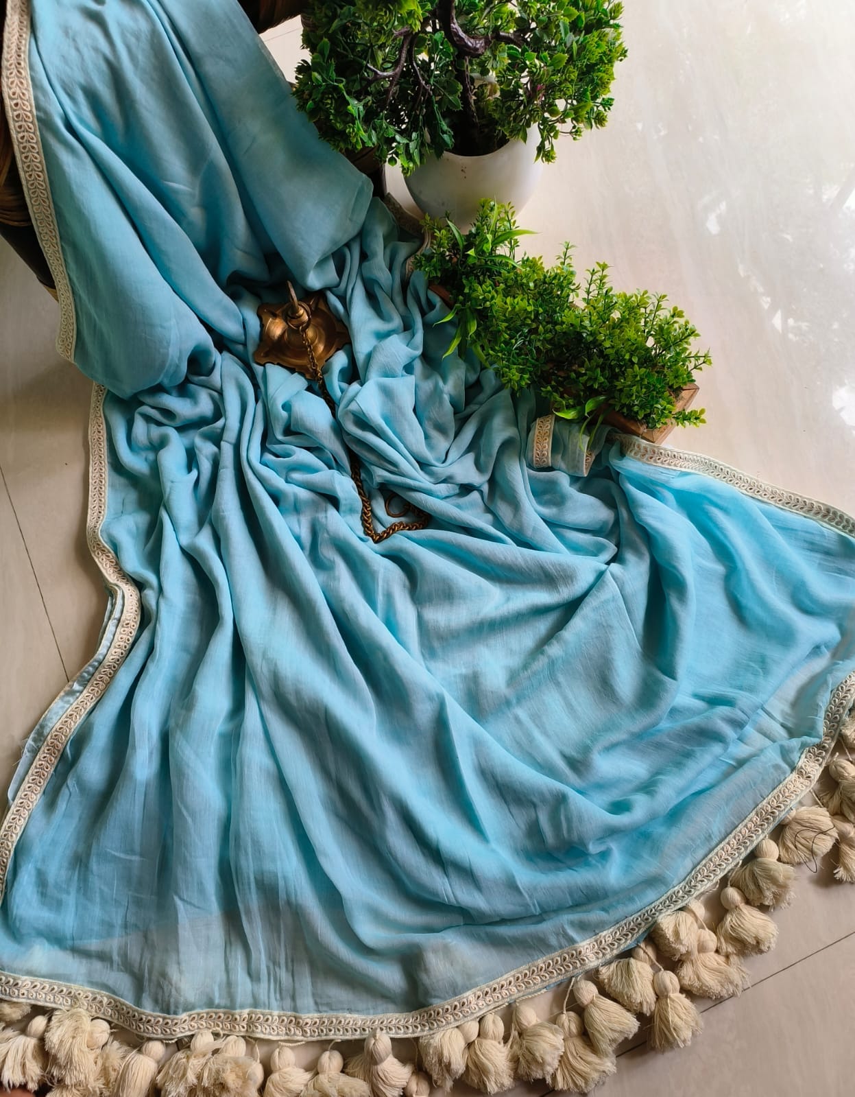 Designer Lace Mul Cotton (Saree)