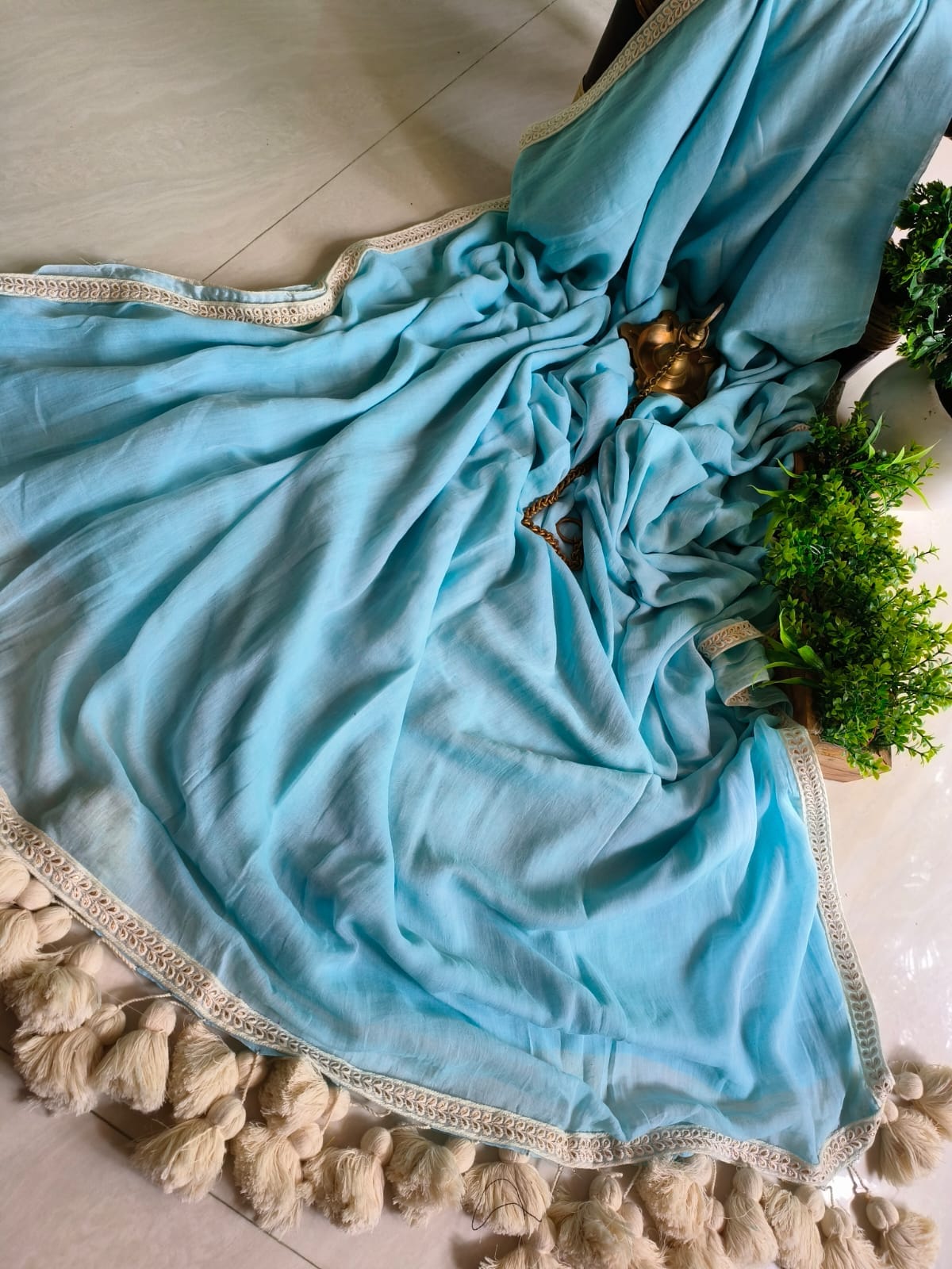 Designer Lace Mul Cotton (Saree)