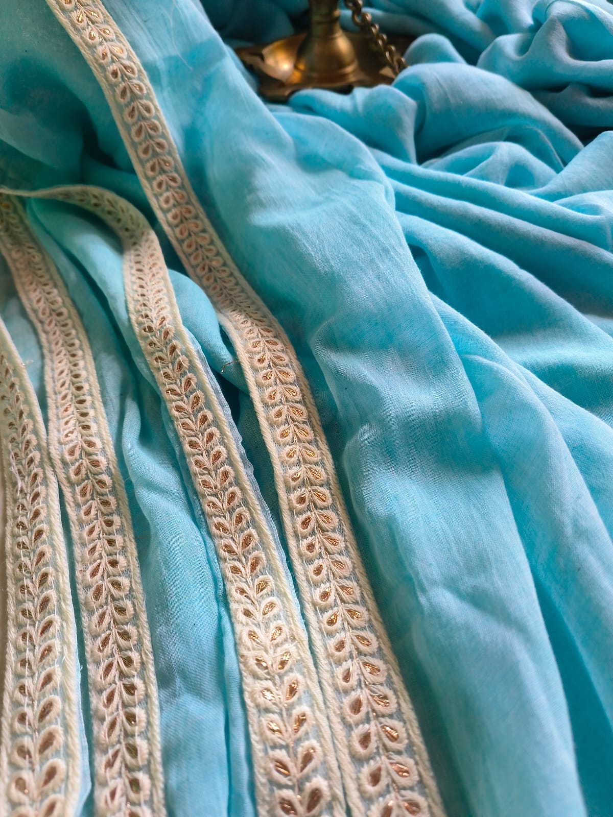 Designer Lace Mul Cotton (Saree)
