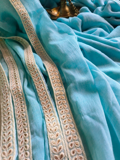 Designer Lace Mul Cotton (Saree)