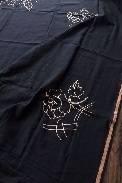 Rosy Black Mulmul (Saree)