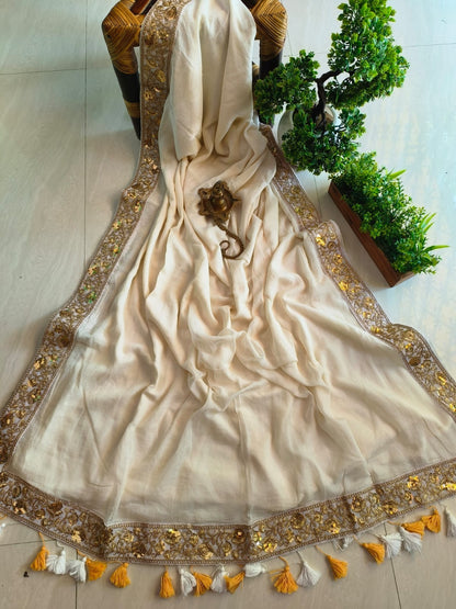 Designer Lace Mul Cotton (Saree)