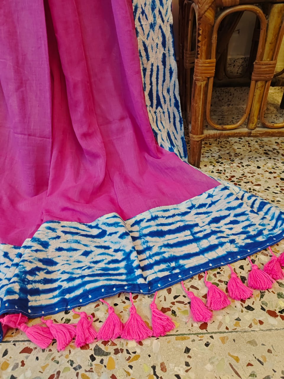 Shibori Border Cotton (Saree)