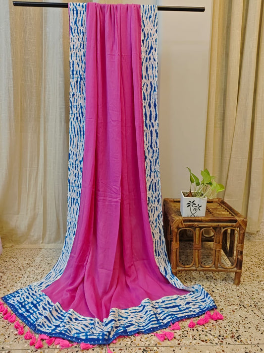 Shibori Border Cotton (Saree)