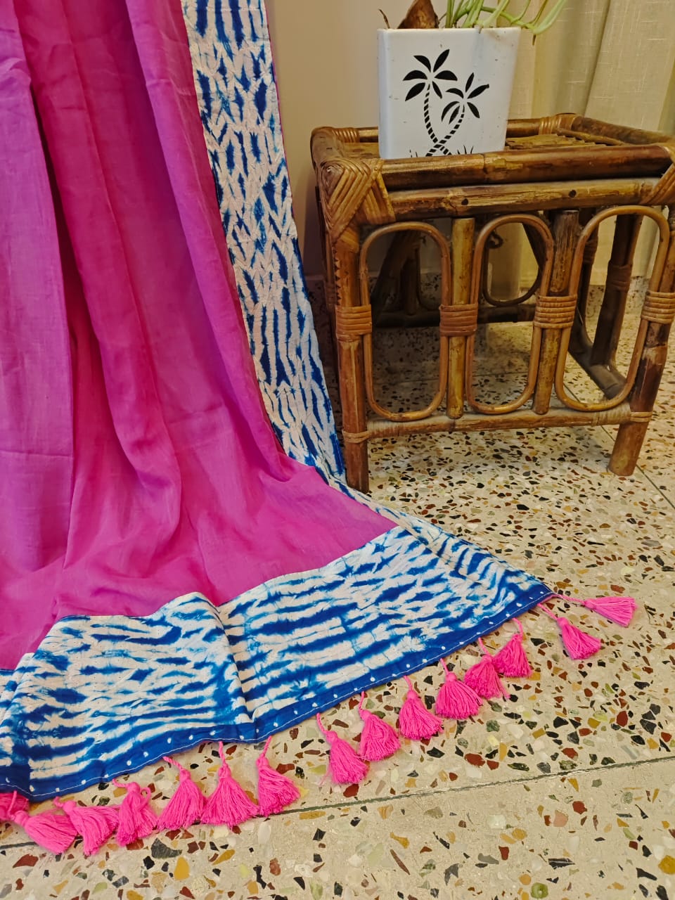 Shibori Border Cotton (Saree)
