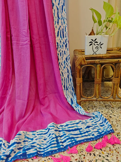 Shibori Border Cotton (Saree)