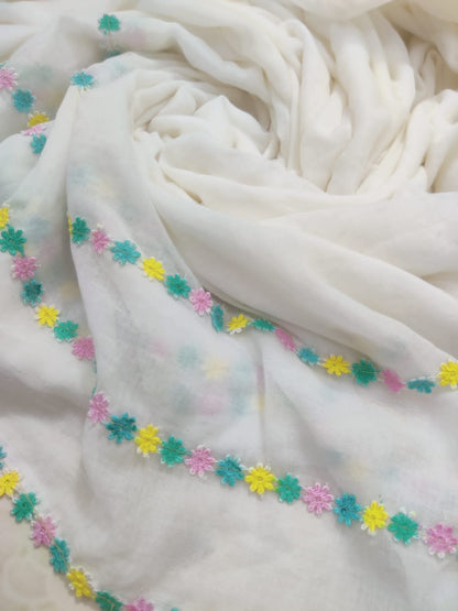 Flower Lace Mulmul (Saree)