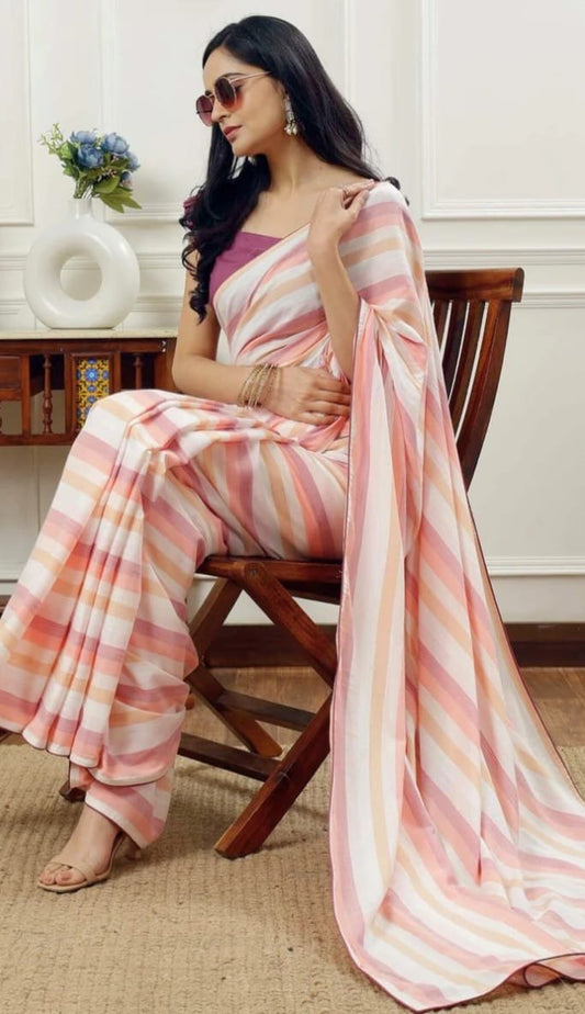 Shades of Stripes Mulmul (Saree)