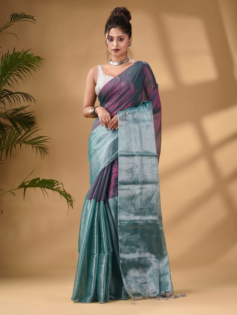 Metallic Tissue Khadi (Saree)