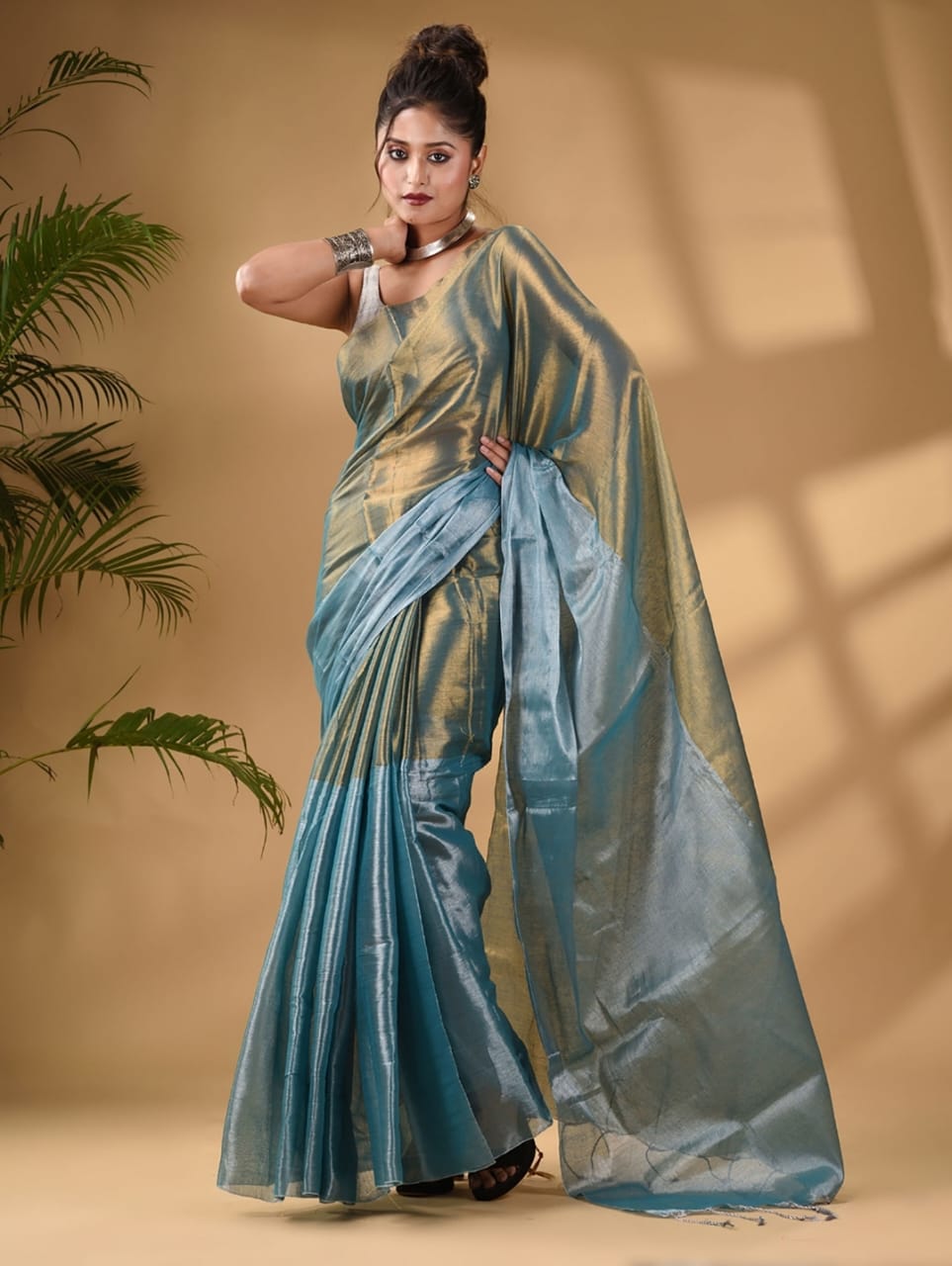 Metallic Tissue Khadi (Saree)