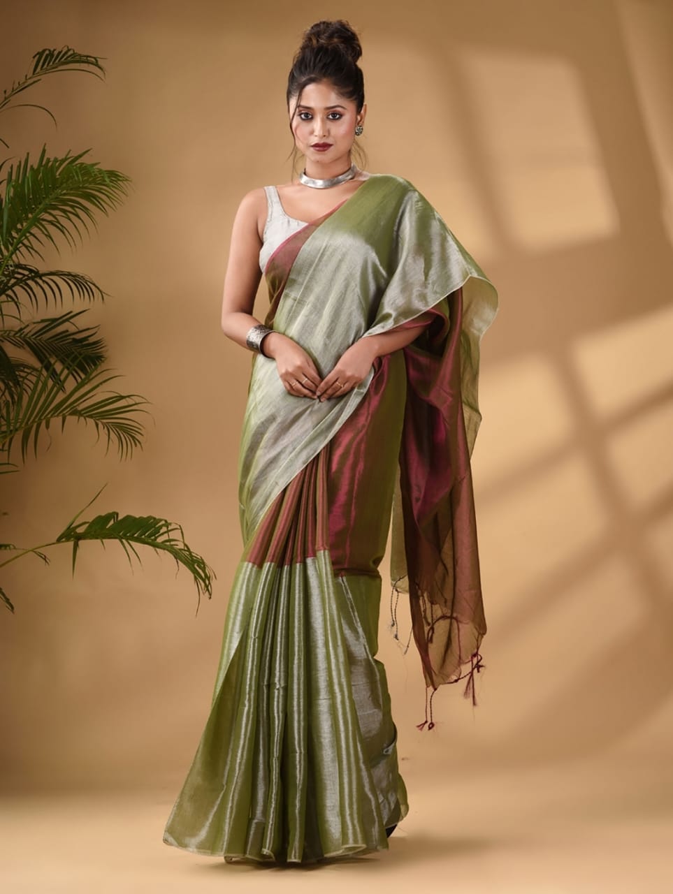 Metallic Tissue Khadi (Saree)