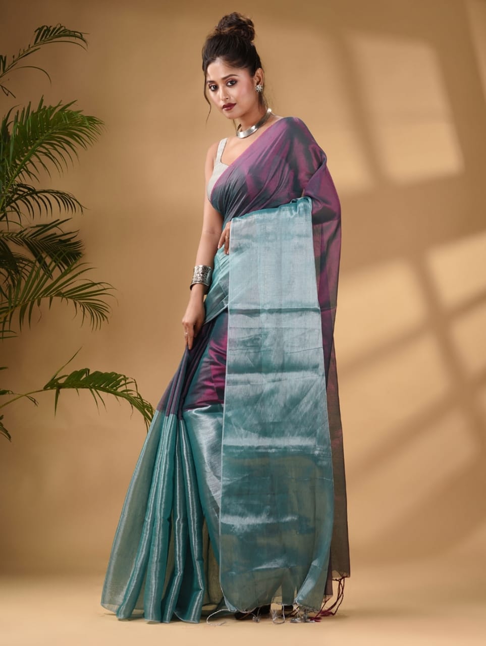 Metallic Tissue Khadi (Saree)