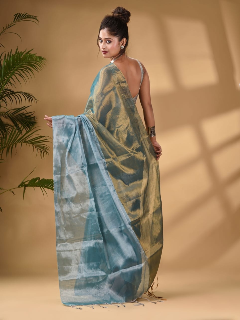 Metallic Tissue Khadi (Saree)