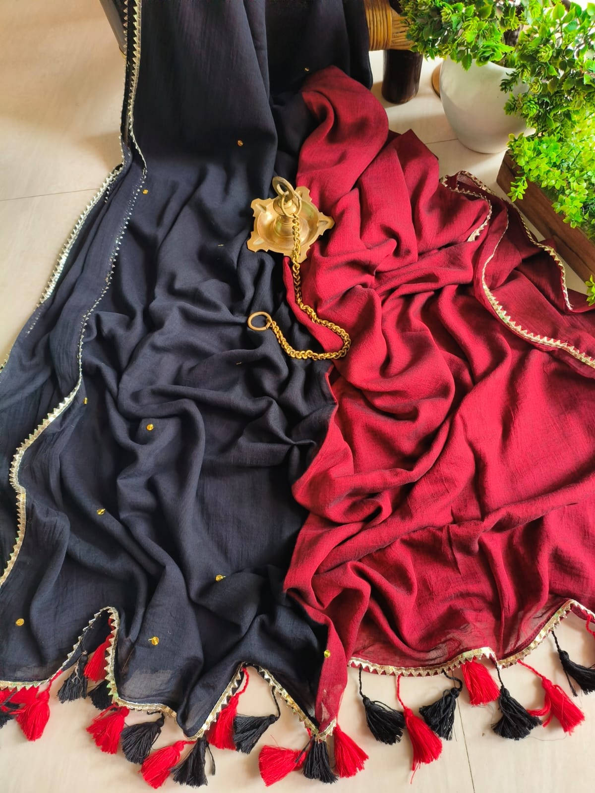 Dual Colour Gini Mulmul (Saree)