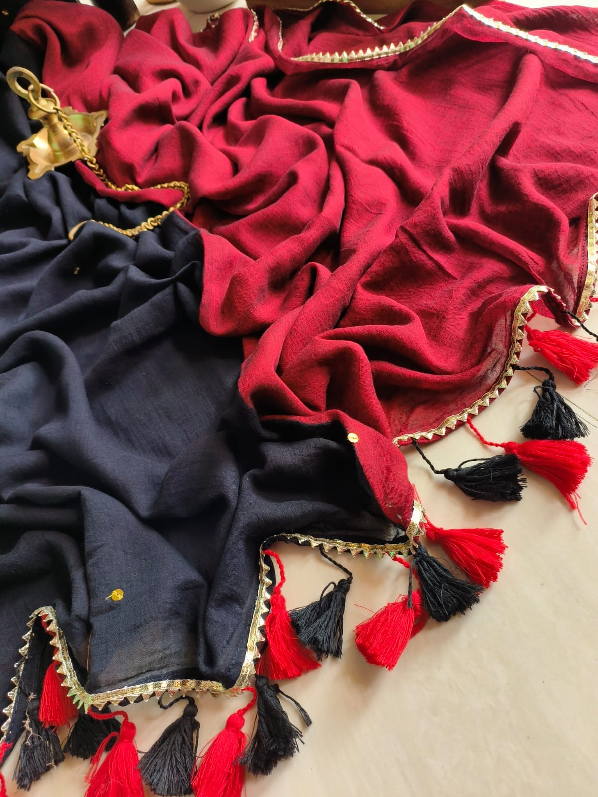 Dual Colour Gini Mulmul (Saree)
