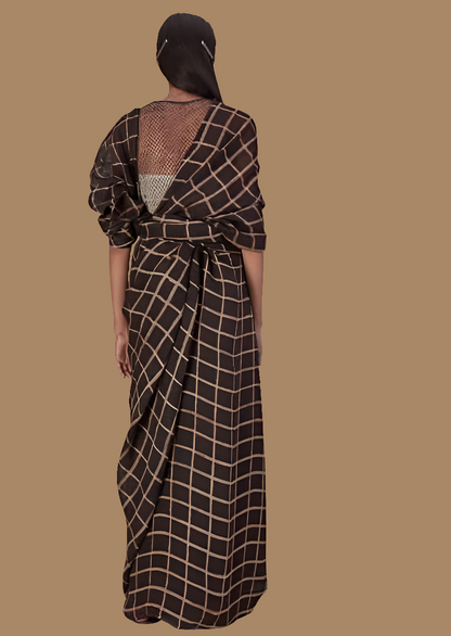 Medium Checkers Mulmul (Saree)