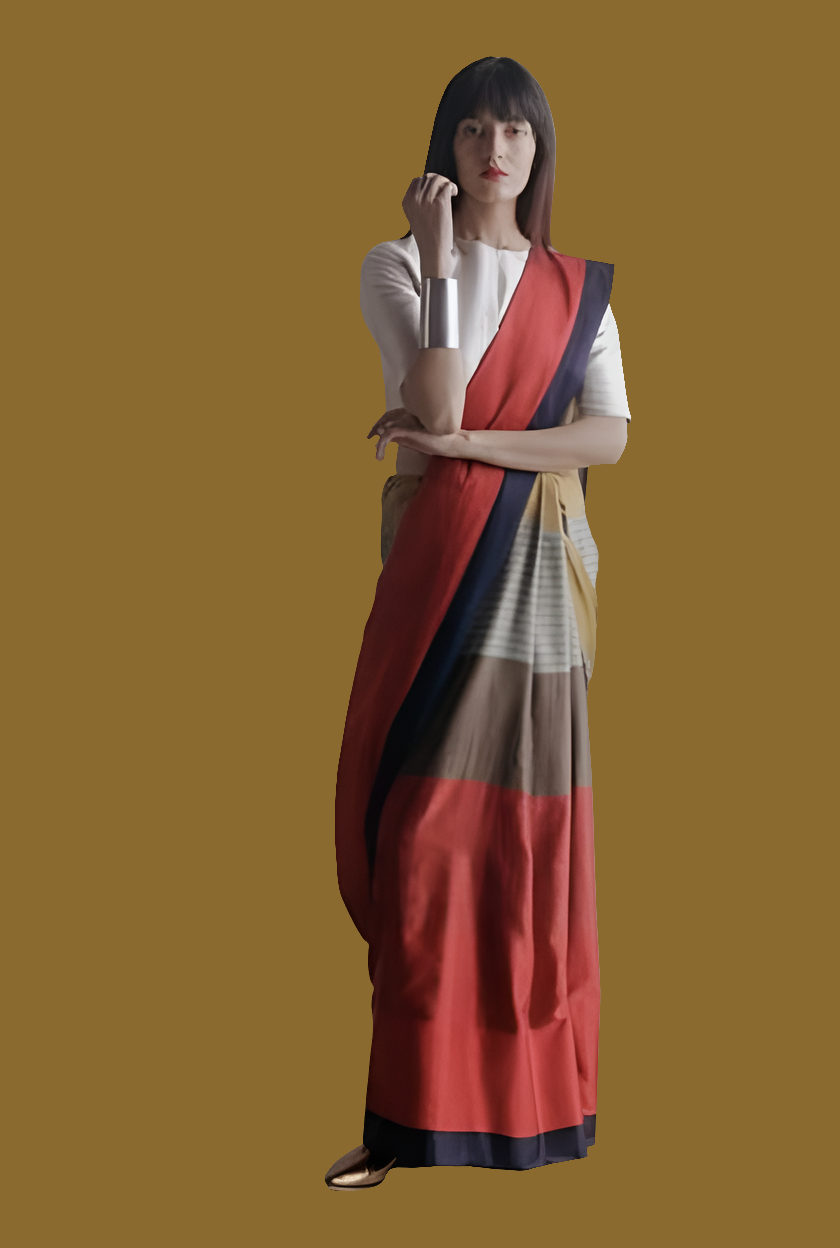 Shades of Stripes Mulmul (Saree)