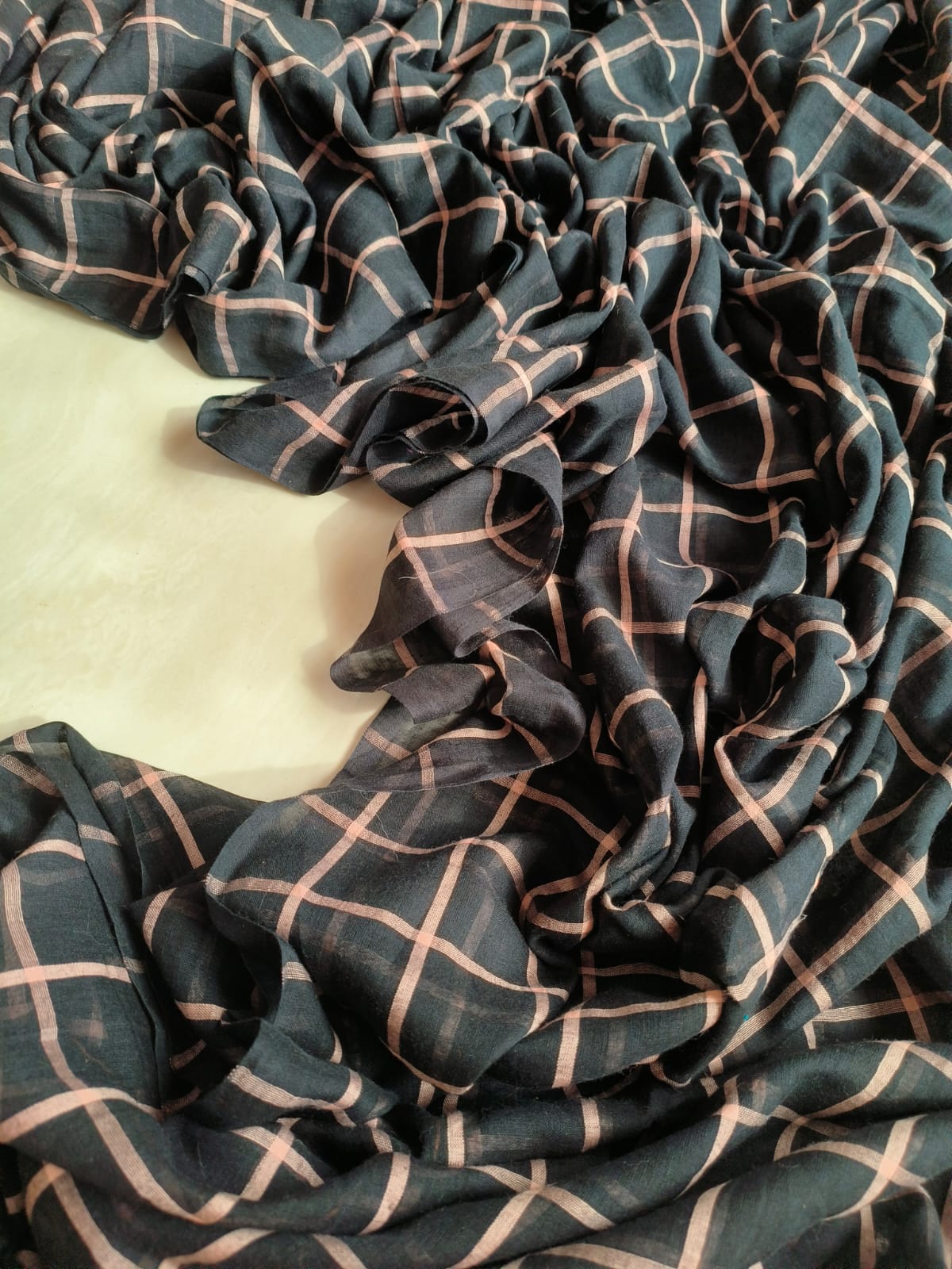 Medium Checkers Mulmul (Saree)