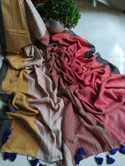 Shades of Stripes Mulmul (Saree)