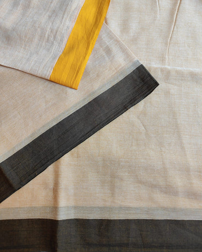 Dual Colour Border Mulmul (Saree)