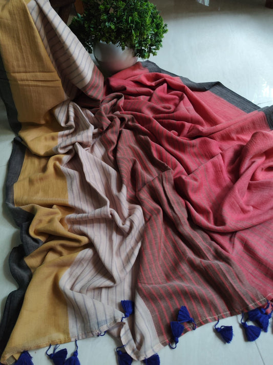 Shades of Stripes Mulmul (Saree)