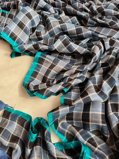 Medium Checkers Mulmul (Saree)