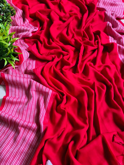 Shades of Stripes Mulmul (Saree)