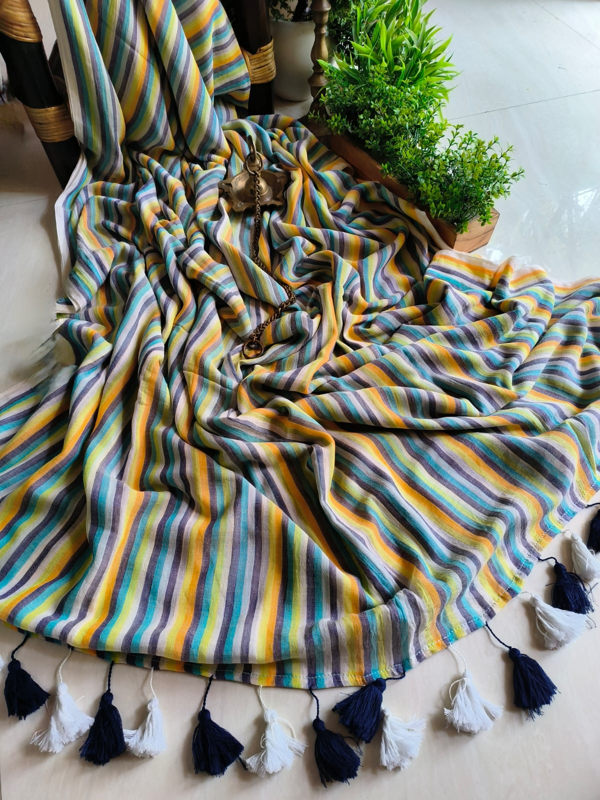 Stripes Mulmul (Saree)