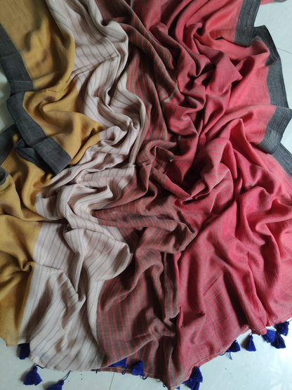 Shades of Stripes Mulmul (Saree)